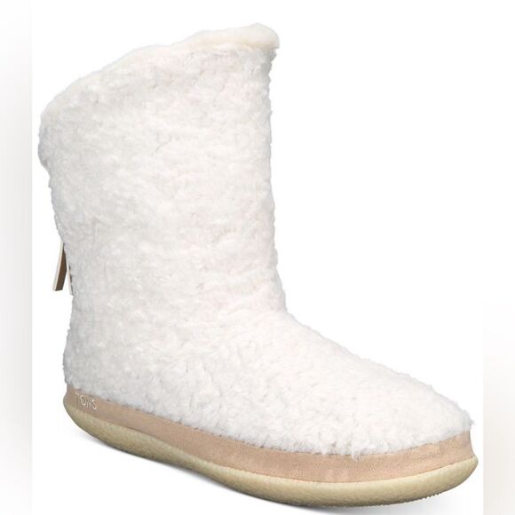 TOMS Inez Plush Faux-Shearling Slippers. Zipper back. Size 10. - Picture 1 of 9